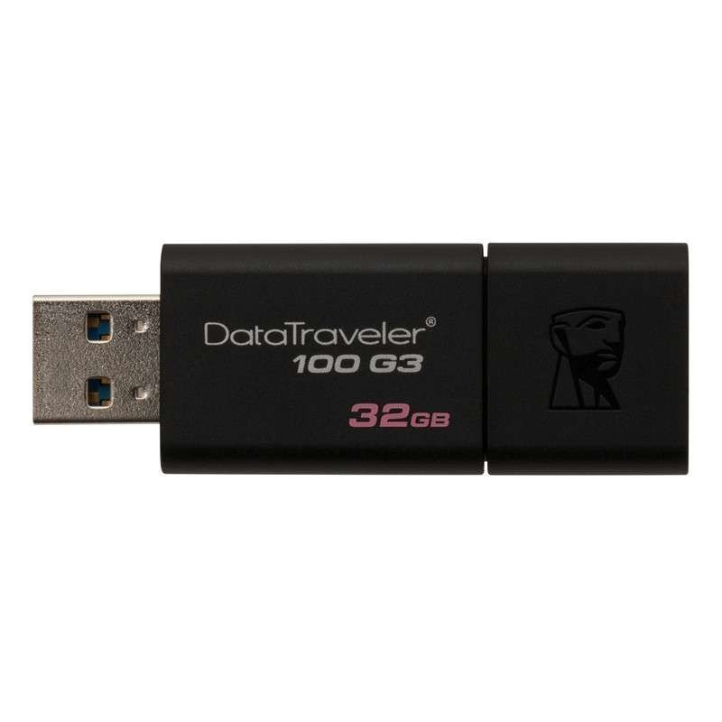 [免邮]金士顿(Kingston)DT100 G3 32GB USB3.0高速商务办公推拉优盘 黑色