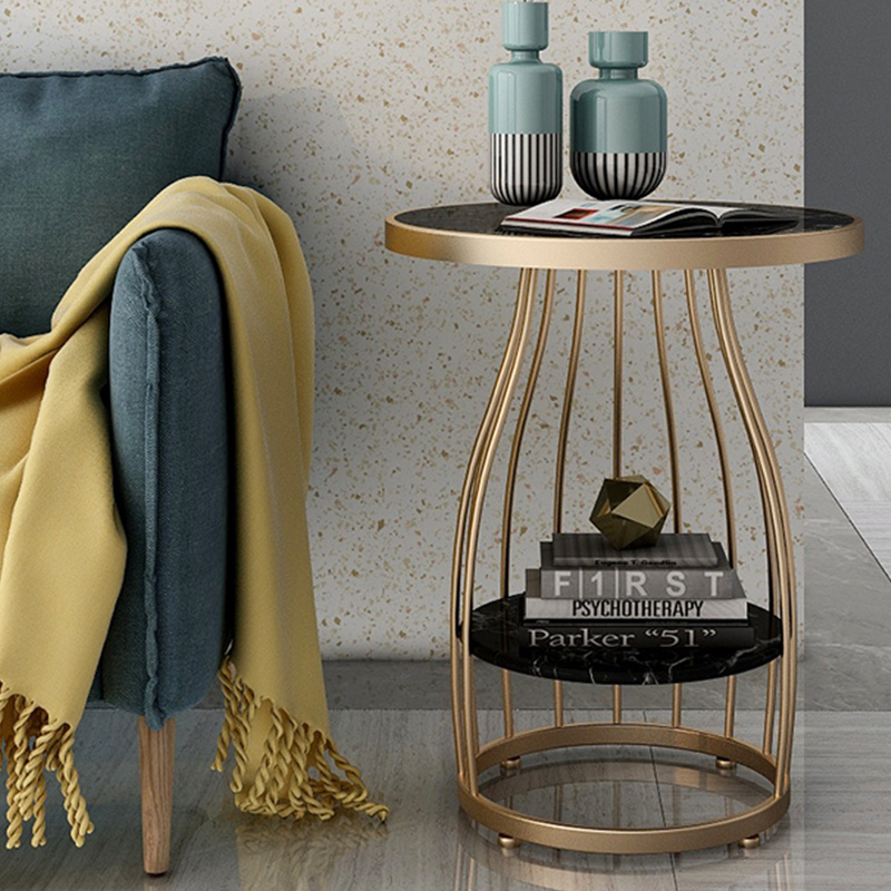 森美人沙发边几北欧大理石客厅轻奢角几小圆桌茶几现代简约铁艺阳台桌子高清大图