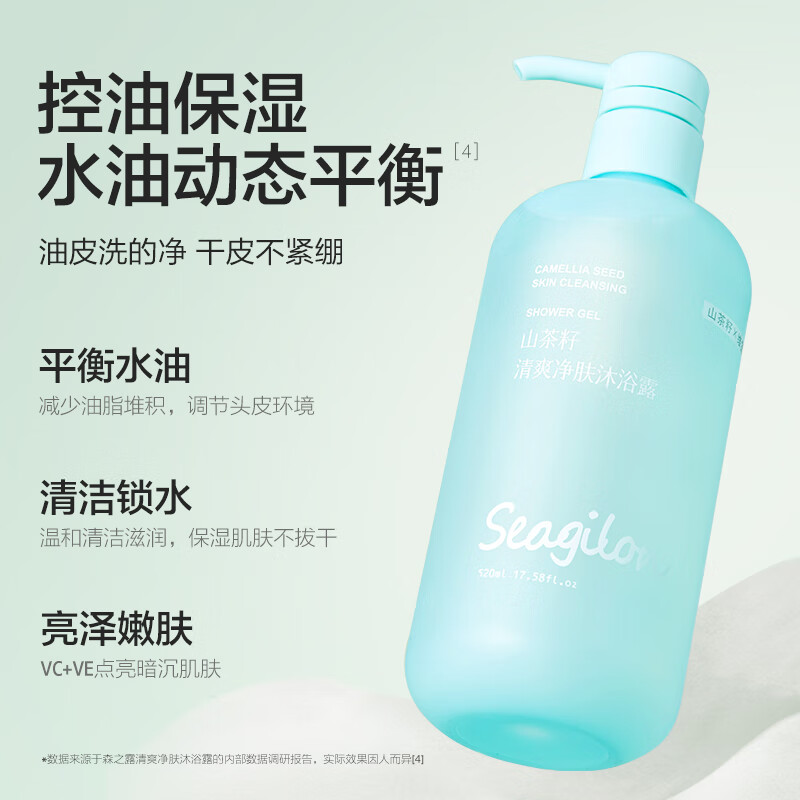 森之露Seagilon 山茶籽清爽净肤沐浴露520ml高清大图