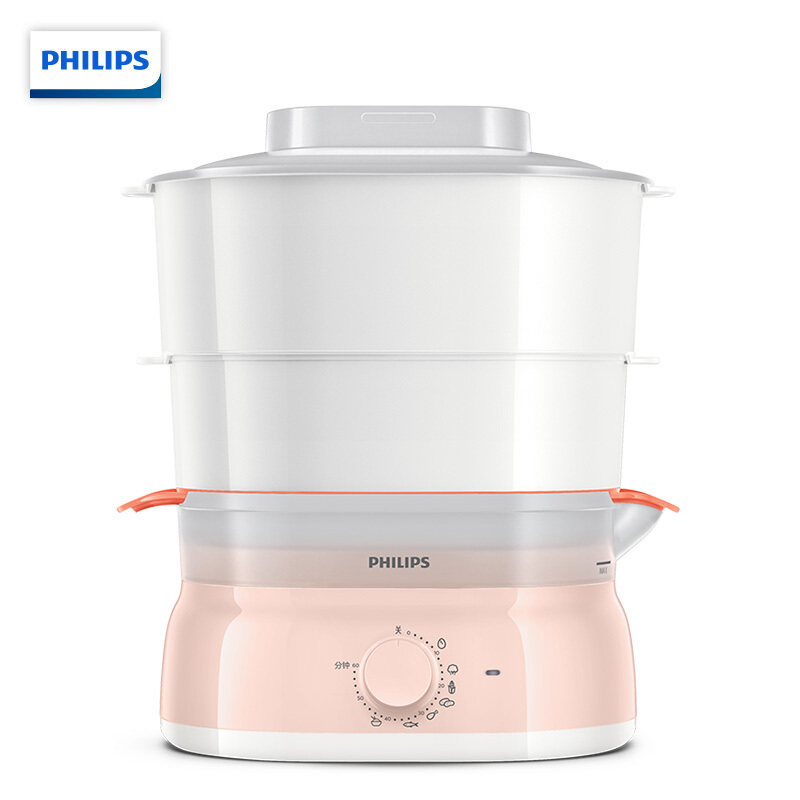 飞利浦（PHILIPS）电蒸锅二层家用多功能电热锅5L容量HD910311粉色