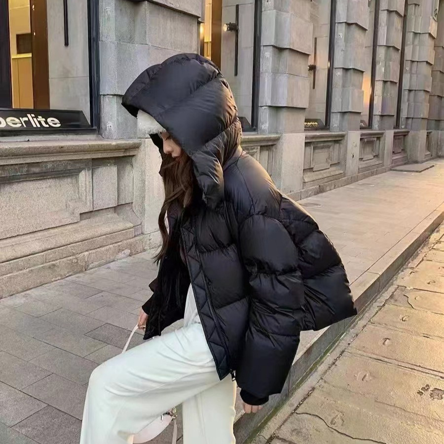 2025年新款棉服女冬短款加厚时尚棉衣韩版宽松面包服洋气棉袄外套 黑色 M