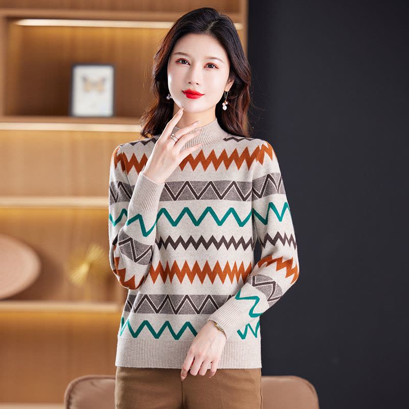 免费试穿 秋冬款短款毛衣女内搭春秋半高领针织打底衫女套头毛衣半高领条纹套头短款内搭针织打底衫上衣服打底衫显瘦洋气打底衫女图片