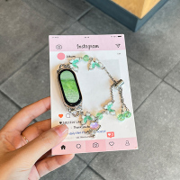 适用小米手环10表带新款小米9手表渐变蝴蝶串珠xiaomi8女款拉绳腕带3139B 绿色 6
