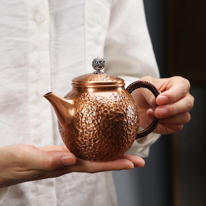 家柏饰(CORATED)紫铜泡茶壶家用锤纹复古冲茶器手工铜制功夫茶器单个190287z高清大图