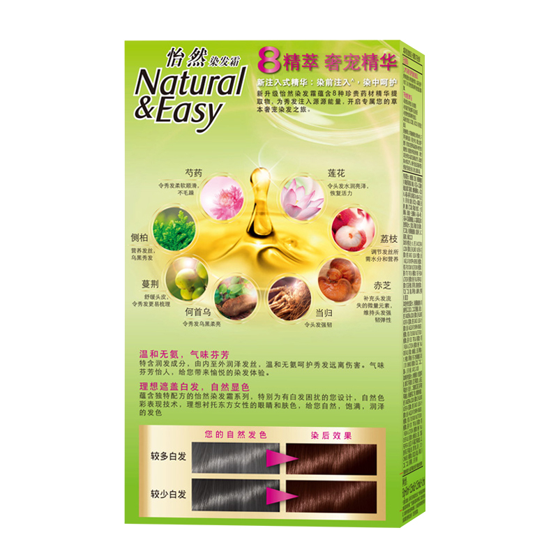 施华蔻(Schwarzkopf)怡然染发霜4.08栗子褐红棕(无氨植物,理想遮白)(新老包装随机发放)