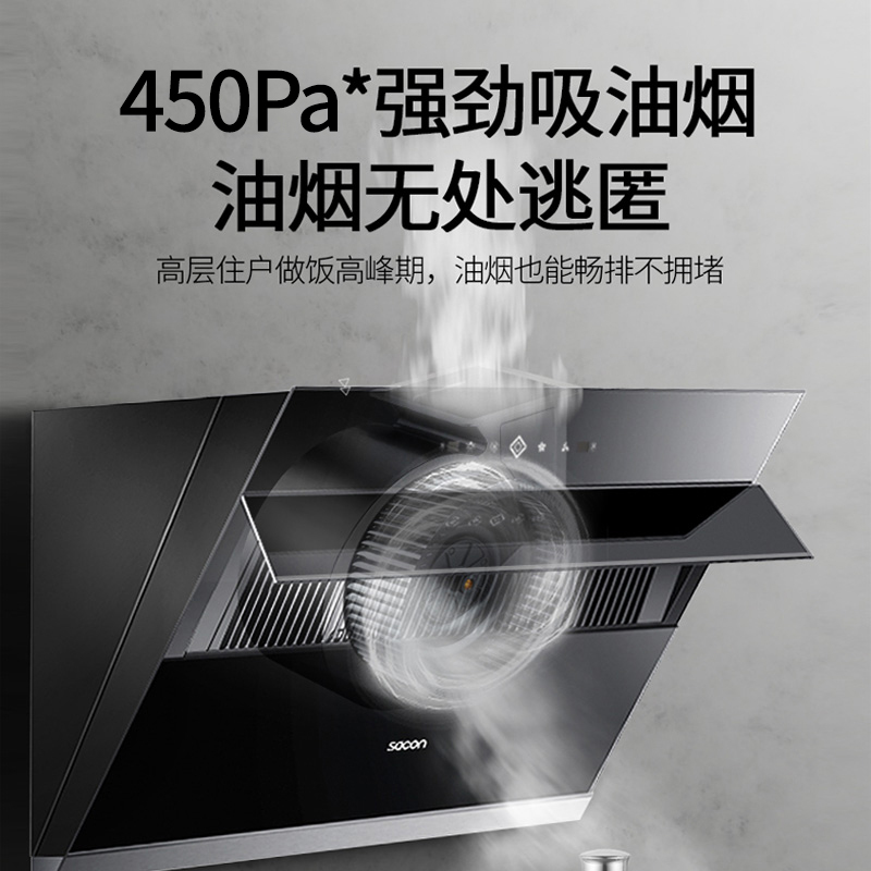 [国补20%]帅康(sacon)S8707S抽油烟机侧吸式20立方大吸力吸油烟机自动清洗家用易清洁脱排油烟机抽烟机单烟机