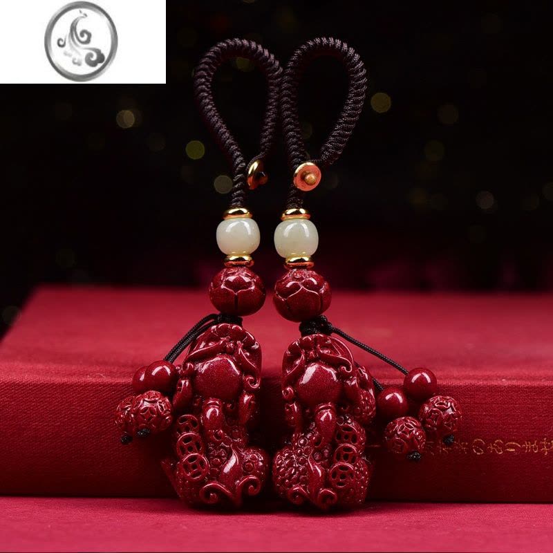 JiMi原矿朱砂财运貔貅吊坠男女项链紫金砂貔貅车钥匙扣包平安挂件图片