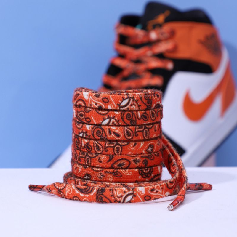 男女情侣帆布腰果花鞋带个性潮流鞋带厂家腰果花彩色8mm扁平鞋带