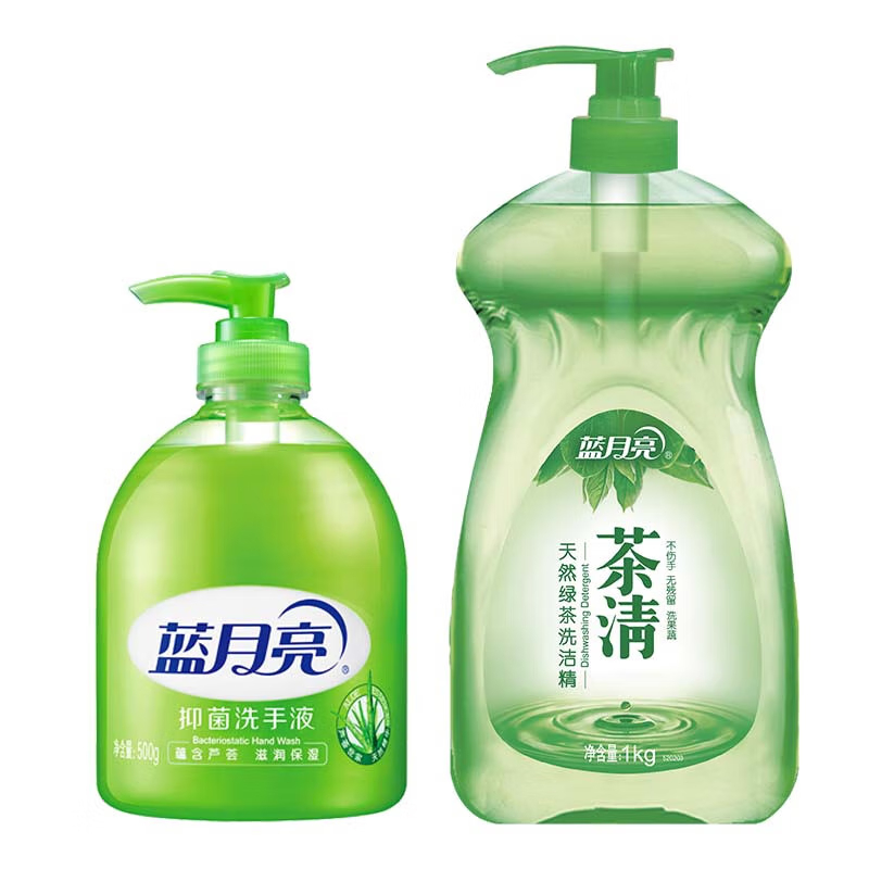 蓝月亮蓝月亮 茶清洗洁精1kg*1+芦荟洗手液500g*1