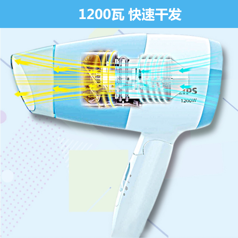飞利浦电吹风机BHC016可折叠三档可控美发恒温护发吹风筒正品