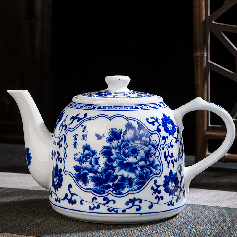 景德镇陶瓷凉水壶大容量耐热泡茶壶大号高温青花陶瓷大茶壶茶杯