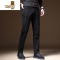 YANXU2023夏季黑色牛仔裤男士修身小直筒轻商务百搭休闲长裤子男装薄款