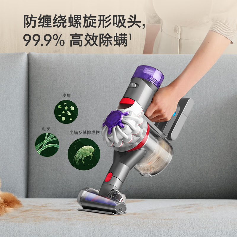 戴森(DYSON)V8无绳吸尘器[升级款]人体工学设计手持无线吸尘器 除螨 宠物 家庭适用 强劲吸力