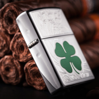 ZIPPO打火机原装正品芝宝四叶草镜花水月24699防风zppo创意个性定制男士火机