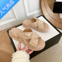 SUNTEK2022新款夏季拖鞋女镂空简约时尚凉鞋女室内外穿金属扣复古潮拖鞋 交叉带-卡其 40-41内长约240