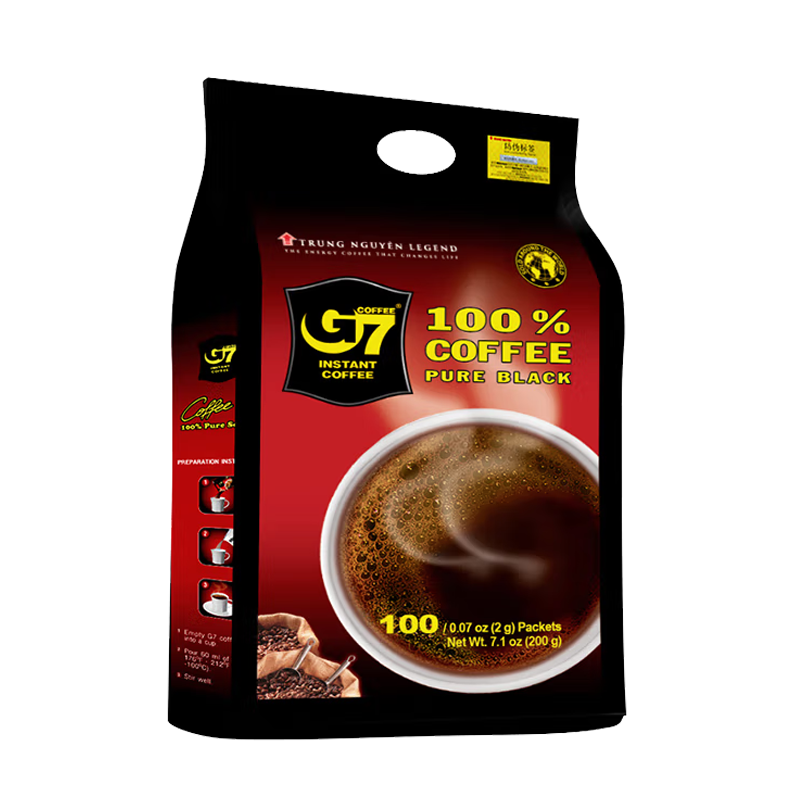 中原G7美式萃取速溶黑咖啡200g越南进口