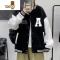YANXU青少年棒球服男冬潮流休闲拼色夹克外套初高中学生时尚上衣潮