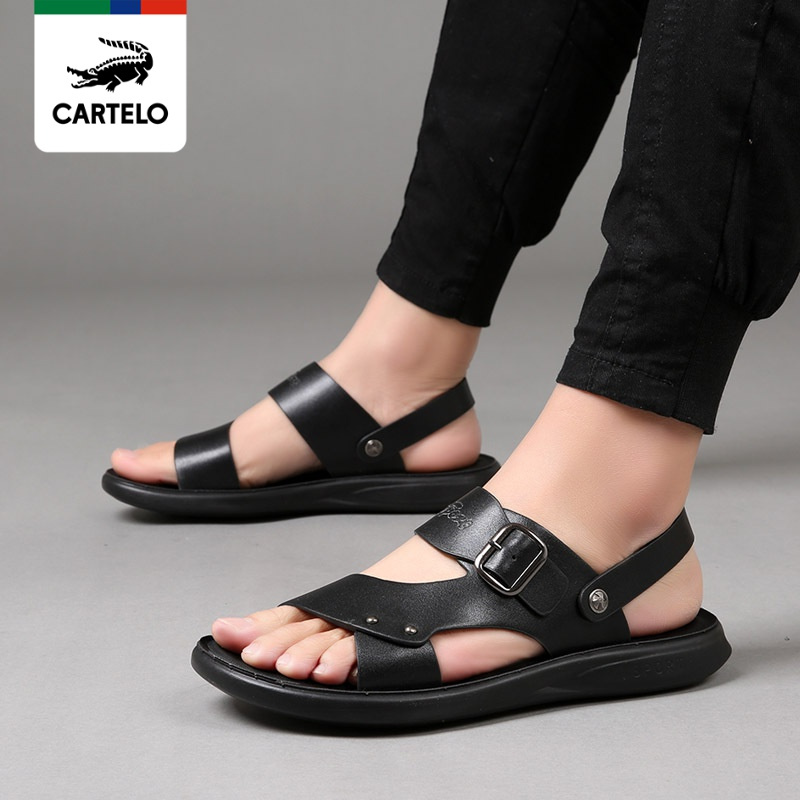 线下专柜同款卡帝乐鳄鱼cartelo新款夏季男士真皮沙滩鞋凉鞋休闲鞋