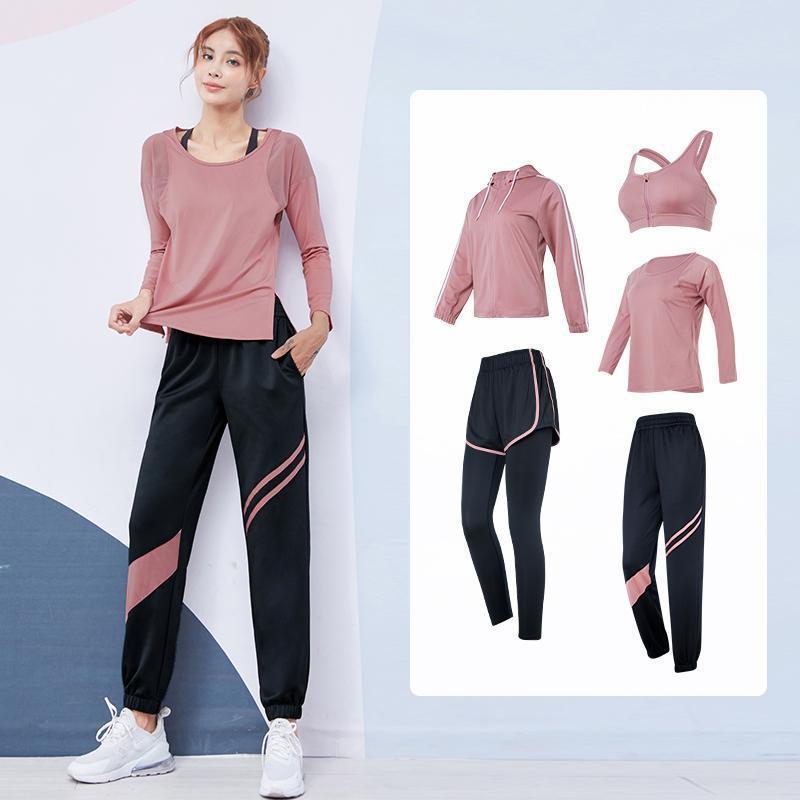 健身套装女宽松休闲跑步速干衣宽松显瘦初学者瑜伽服网红运动套装高清大图