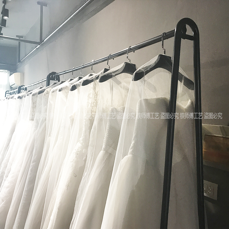 铁艺挂婚纱衣架展示架 女装店货架落地式礼服 衣服架子服装店晾晒架 三维工匠 120长*45宽*180高高清大图