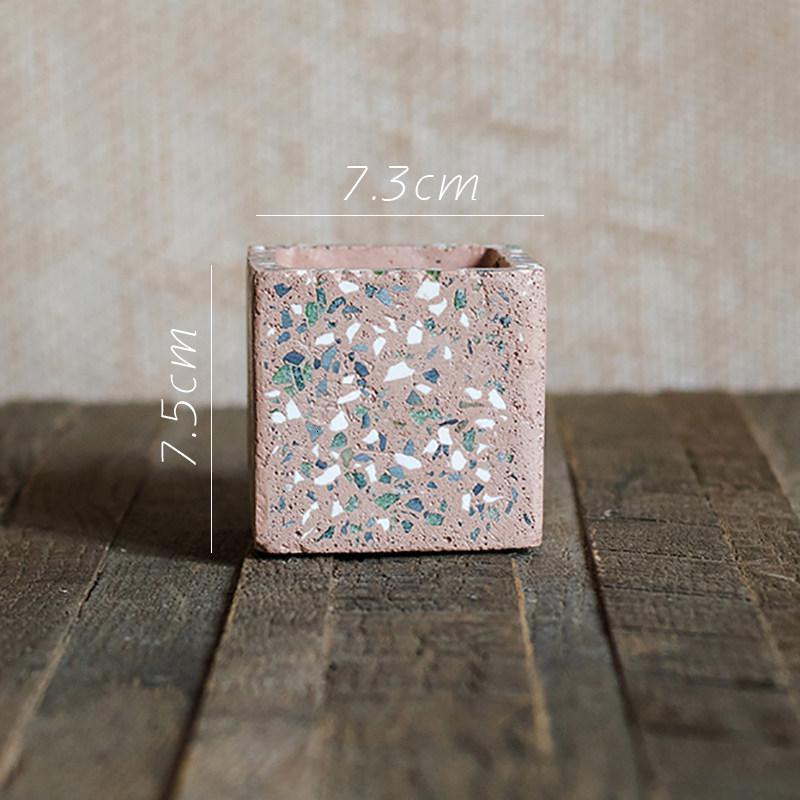 家柏饰(CORATED)水磨石混凝土 花盆花器 几何形体自由组合 创意设计艺术 E(底无孔,需打孔请备注) 大