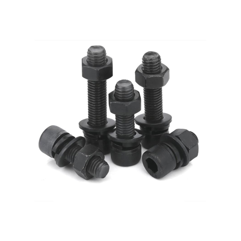 ZDET 8.8级黑色六角头螺栓16*90 配平垫弹簧垫螺母10套/包(包)