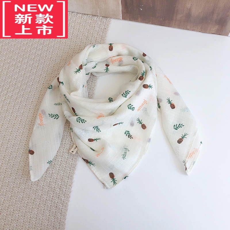 可莉允婴儿外出防风纱巾宝宝盖头儿童棉麻围巾围脖女童方巾薄款沙巾挡风毛巾图片