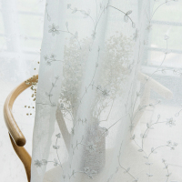 京城派纯色窗帘加厚遮光纯色棉麻窗帘布料简约现代客厅卧室定制成品窗帘 绣花-窗纱 定制：【挂钩款】宽2.0*2.7高*单片