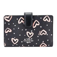 COACH 蔻驰 奢侈品 女士专柜款卡其色爱心款人造革短款钱包钱夹 91600 IMQA4/91599 SVP53