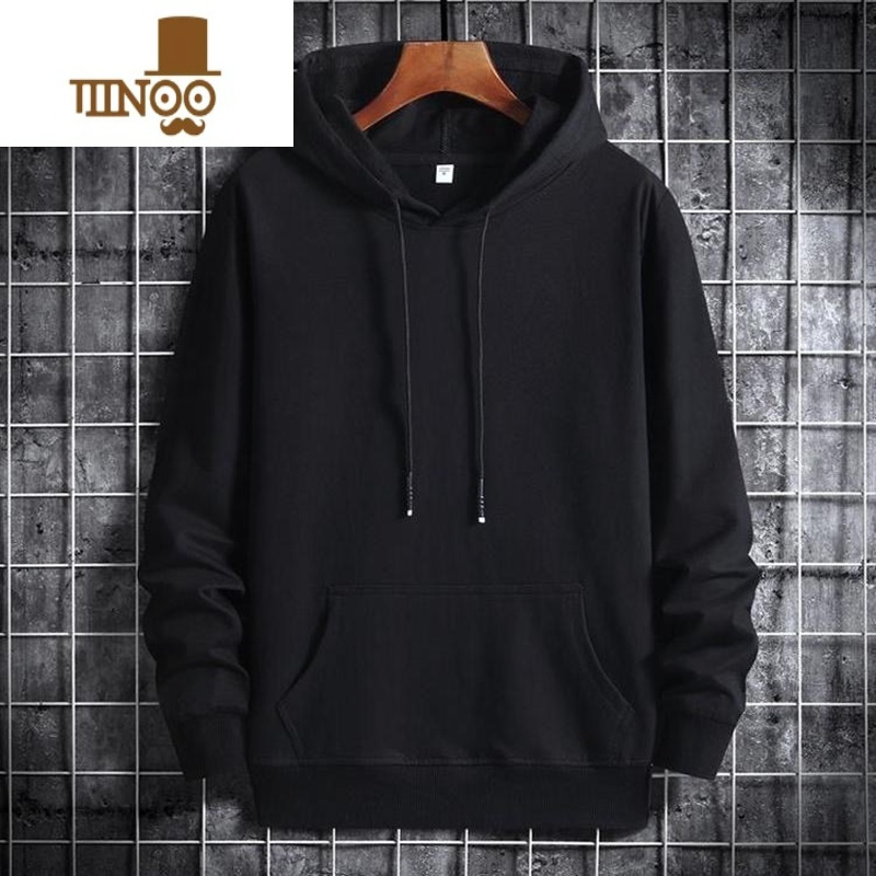 yanxu连帽卫衣男士长袖套头休闲宽松运动上衣服秋季潮流百搭纯色体