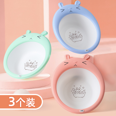 JA0024 3个装(普通款)蓝+粉+绿 洁丽雅3个装婴儿洗脸盆宝宝卡通PP小盆子初生家用洗屁股儿童用品