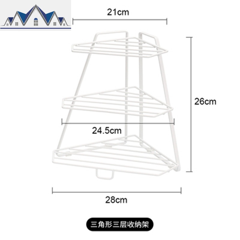 厨房置物架铁艺多层碗碟盘餐具架浴室三角收纳架台面调味瓶储物架_1_226 三角形双层收纳架