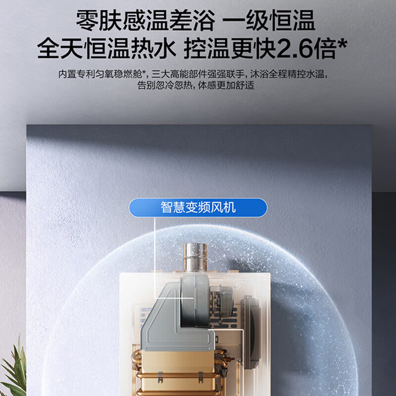 老板(Robam)燃气热水器天然气真恒温智能变频低压启动家用强排式HT300N-16 小云鲸高清大图