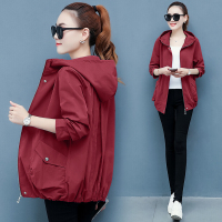 迪鲁奥（DILUAO)40岁50岁妈妈穿外套短款小外套女春秋新款宽松妈妈装薄款韩版中年大码 XXL【建议121-130斤】 酒红色【单层】