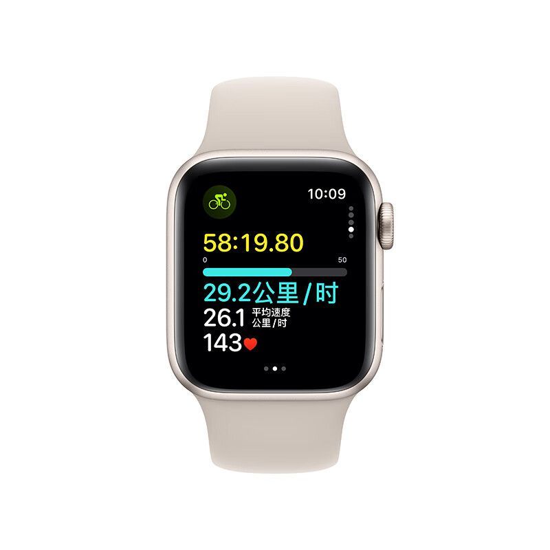 Apple Watch SE 2023款智能手表GPS款40毫米星光色铝金属表壳运动型表带M/L MR9V3CH/A