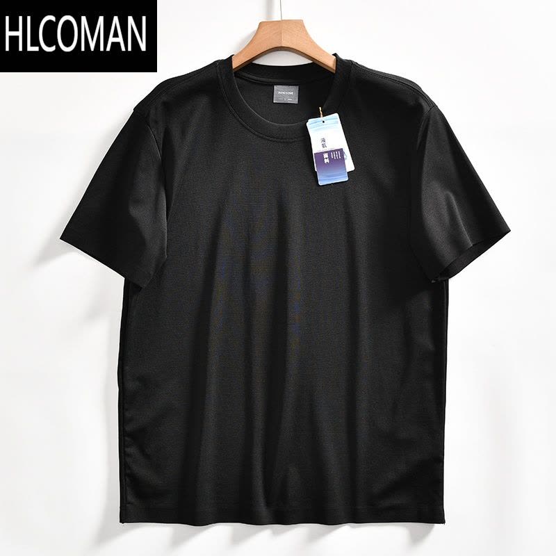 HLCOMAN尖峰大牛货!液氨皮马棉 男士夏季休闲7A压胶圆领纯色短袖T恤图片
