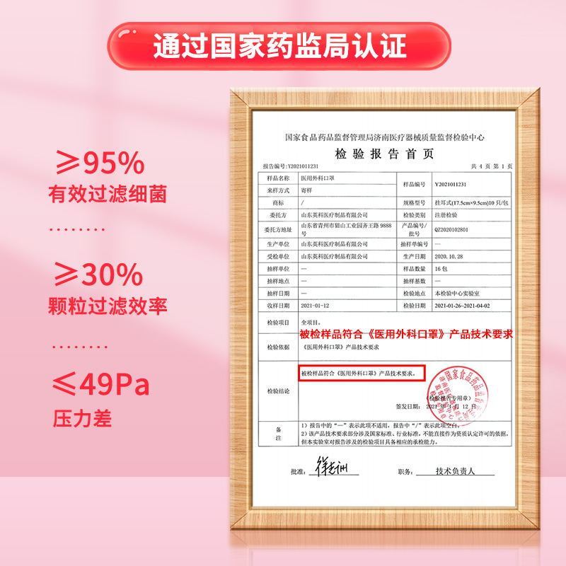 英科医疗 樱桃小丸子联名医用外科口罩 防尘透气成人口罩 小丸子描边款 10只/袋 5袋
