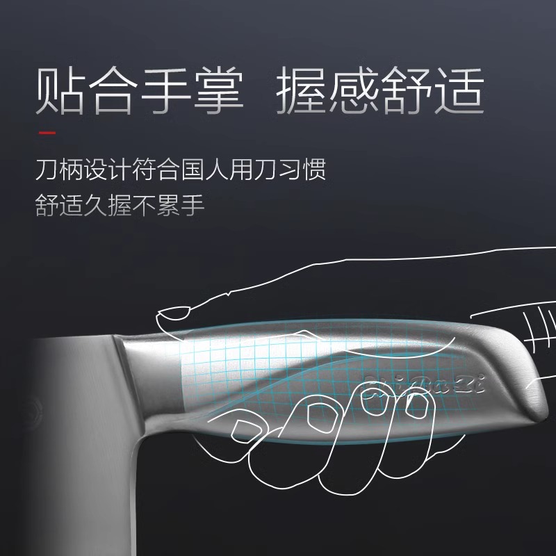 十八子作菜刀厨师专用切菜肉刀全套刀具厨房家用砍骨斩切两用刀高清大图