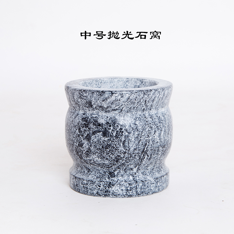 青石舂大号蒜臼子家用捣蒜器石臼捣碎小号手动捣碎罐擂钵石窝蒜缸 敬平 中号抛光石窝没锤碎物器研磨碗(碎物器)高清大图