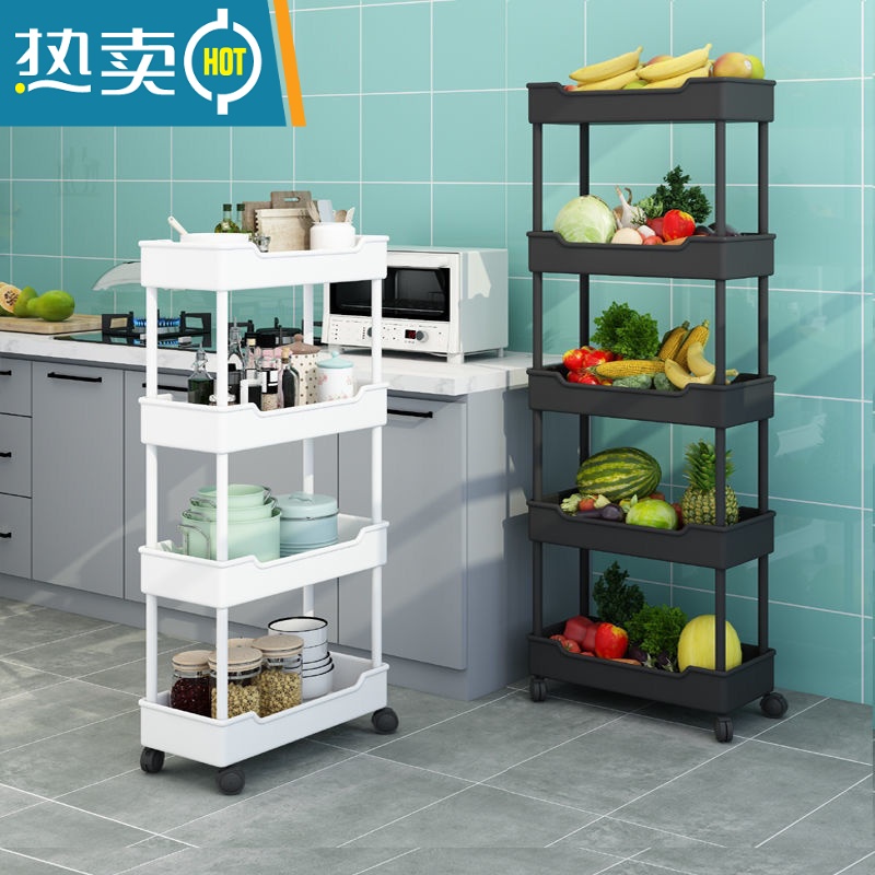 敬平小推车厨房置物架收纳架子卧室卫生间可移动零食车多层落地调料架高清大图