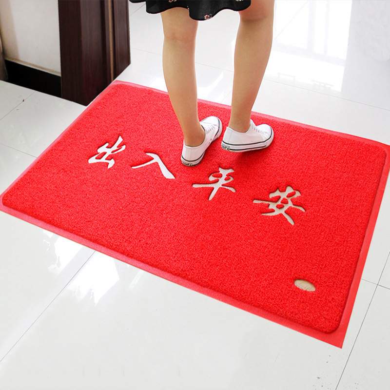 添福运 进门地垫入户门门口丝圈地垫店铺迎宾脚垫欢迎光临出入平安门垫进门耐磨pvc脚垫家用户外垫子防滑蹭土喜庆红色地毯高清大图