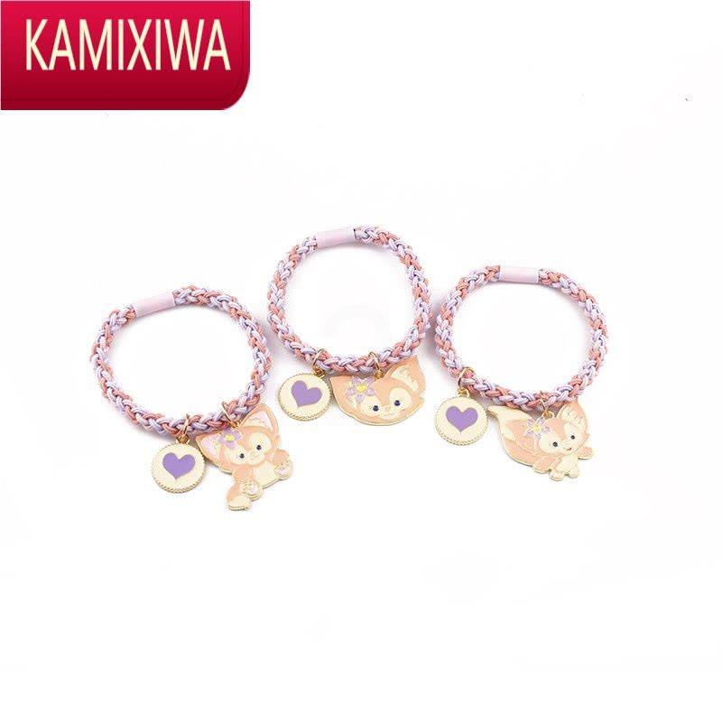 KAMIXIWAins网红琳娜贝尔情侣小皮筋送男朋友可爱小狐狸闺蜜磁吸三人手链图片