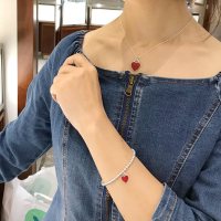 Tiffany & Co.蒂芙尼 女士红色爱心珐琅蓝心手链手串心形手链 组合款