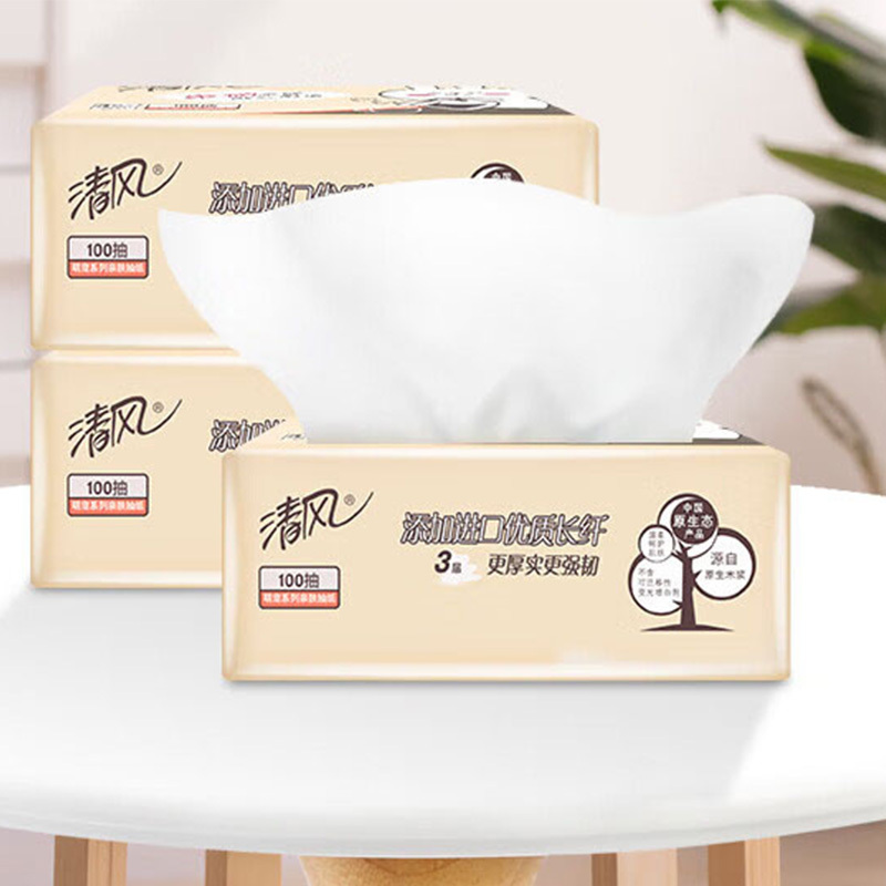 清风抽纸3层*100抽*27包萌宠系列柔软亲肤整箱AR62GDT高清大图