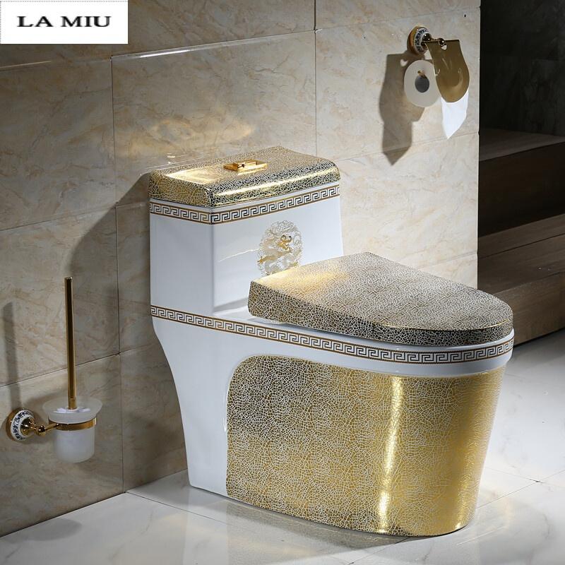 彩色马桶家用坐便器欧式彩金陶瓷座便器250/350坑距卫生间坐厕波迷娜BOMINA高清大图