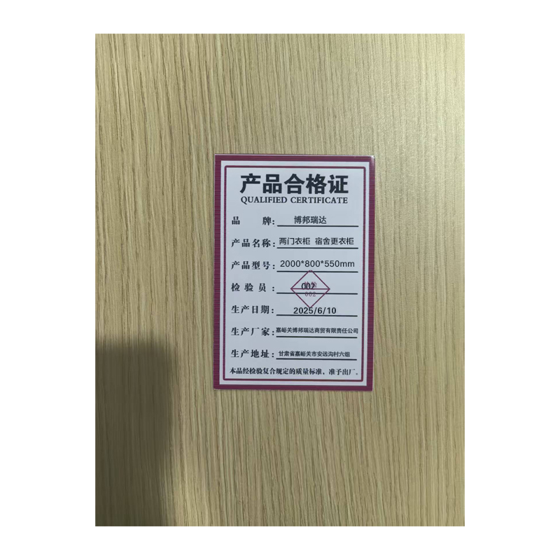 博邦瑞达 两门衣柜 宿舍更衣柜 2000*800*550mm 个高清大图