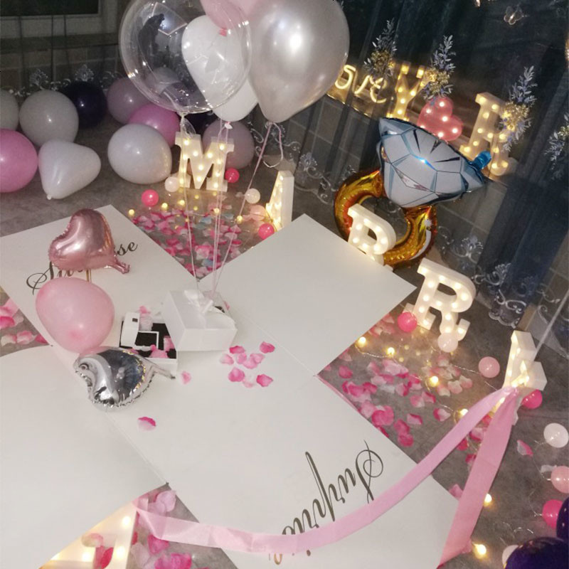 惊喜爆炸盒子气球求婚告白盒子送女友儿童节父亲节浪漫生日