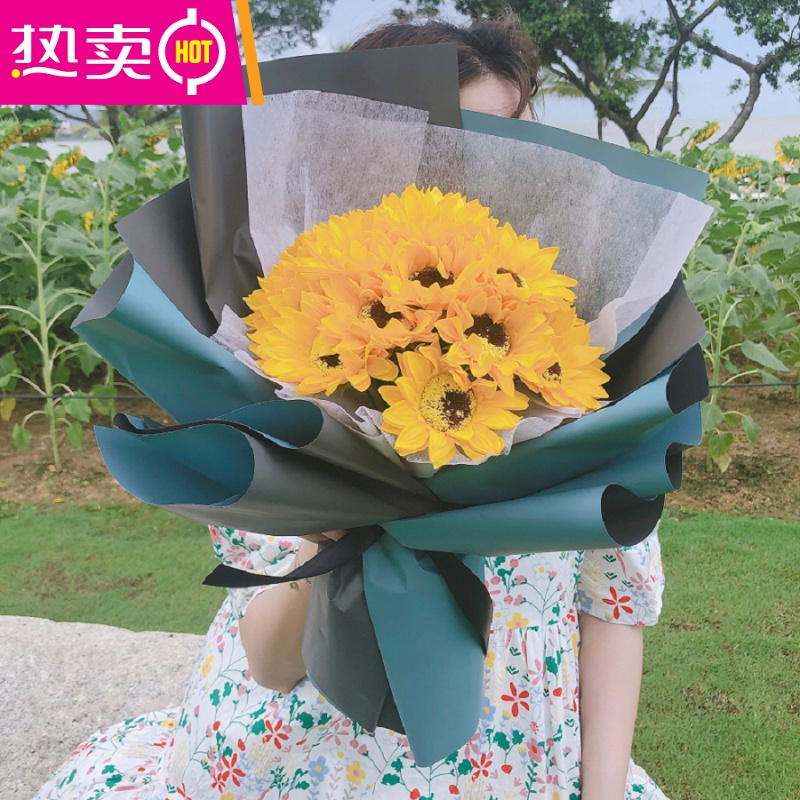 封后 Fenghou 花瓶 花艺香皂花束向日葵玫瑰仿真花拍照道具毕业生日送闺蜜老师情人节七夕fenghou 蓝向日葵 19朵含袋 灯 贺卡 价格图片品牌报价 苏宁易购梦舟家居生活专营店