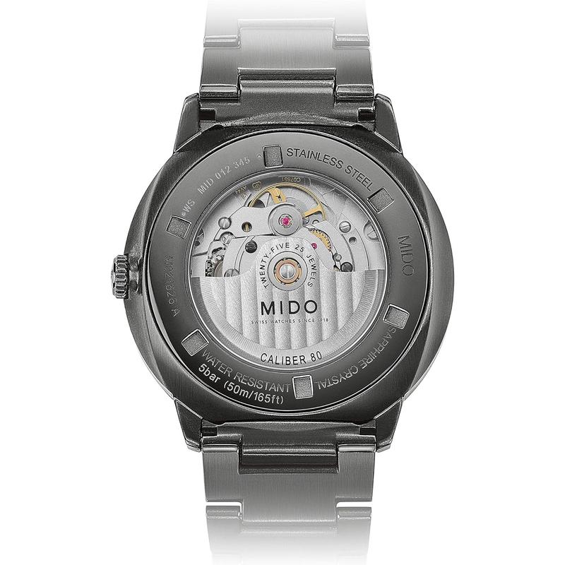 Mido瑞士男表指挥官系列大日历黑盘钢带防水长动能自动机械表七夕礼物高清大图