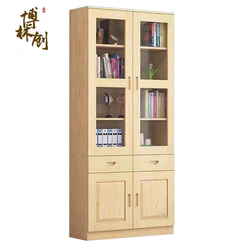博林创 松木书柜 1.6米四门 /个高清大图